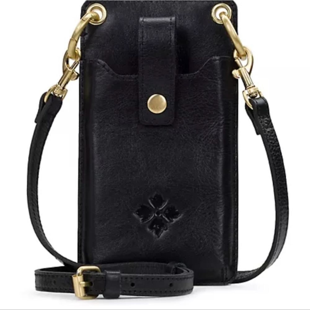 Patricia Nash Farleigh Leather Phone Crossbody Bag- Black